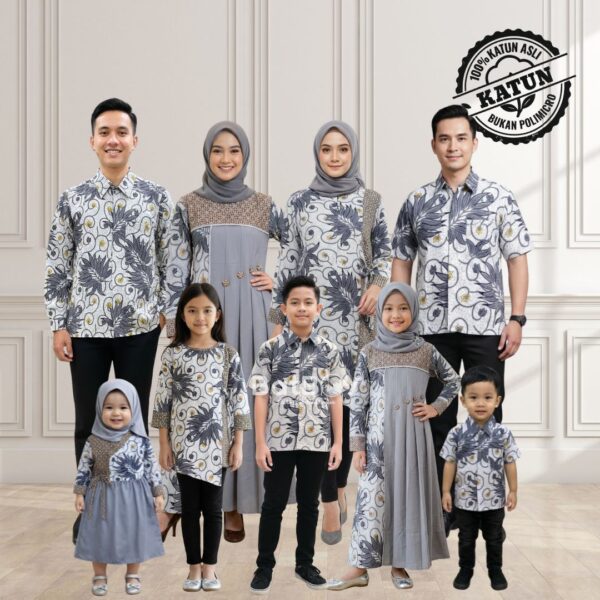 Baju Batik Sarimbit Keluarga Alam Abu Series COD