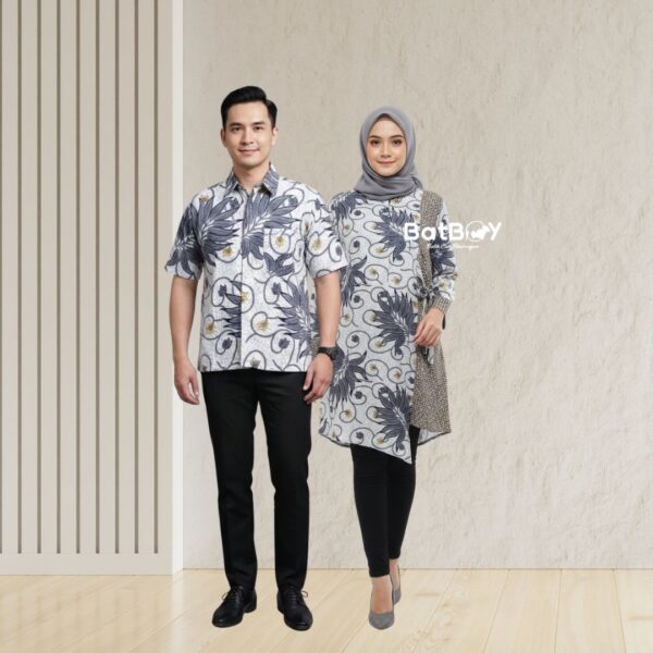 Baju Batik Sarimbit Couple Alam Abu Series COD